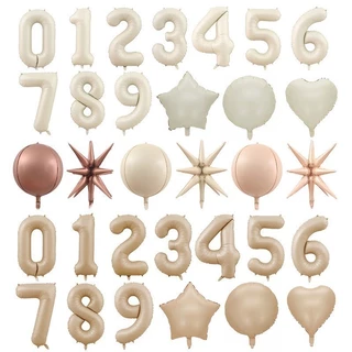 (ร้านไทย) ลูกโป่งฟอยล์ตัวเลข 32นิ้ว สีขาวนมครีม สีคาราเมล ขาวนม ใช้ตกแต่งวันเกิด