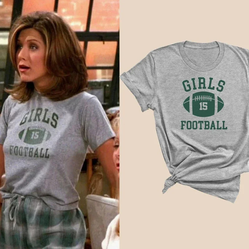 เสื้อยืดผู้หญิง Rachel Green ลาย Friends TV Show ไซส์ใหญ่ เสื้อยืดแขนสั้นสไตล์เรโทรสวยงาม
