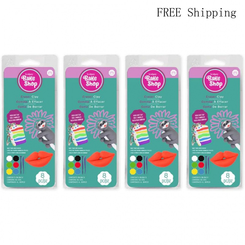 Sculpey Bake Shop Eraser Clay กลายเป็นยางลบหลังอบ 1 ออนซ์ บาร์สคัลปี้ 6 คละสี และ 2 การสร้างแบบจําลอ