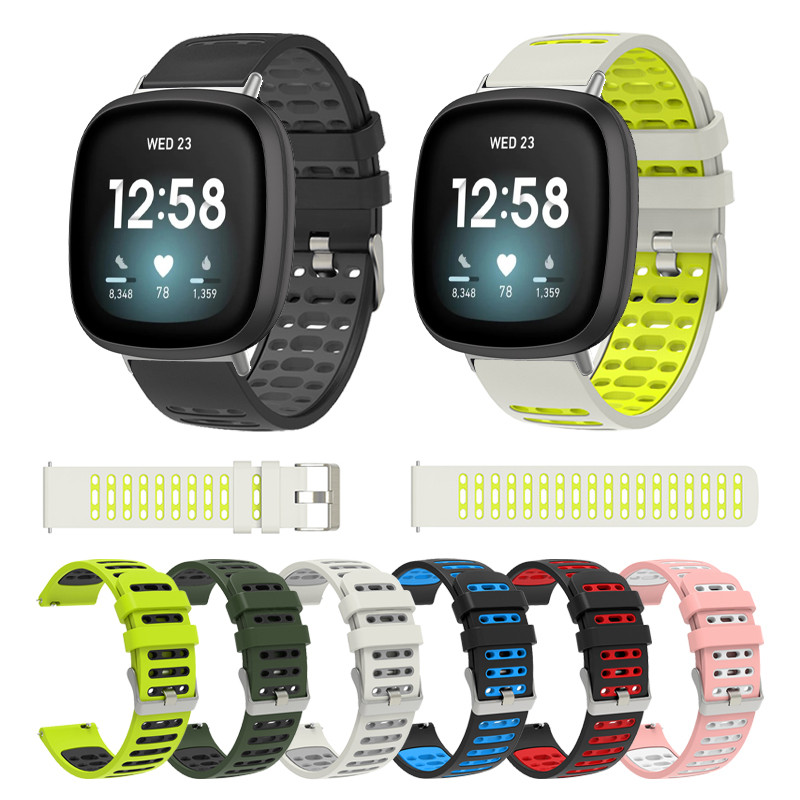 สายรัดซิลิโคนสําหรับเล่นกีฬาที่มีรูพรุนสําหรับ Fitbit Versa 4 3 2 Lite Fibit Sence 2