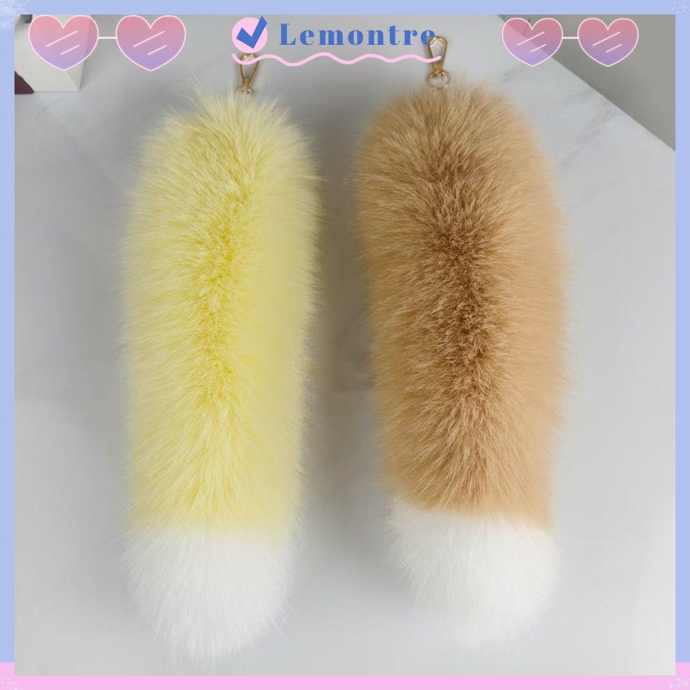 LEMONTRE Therian Tail Bag Charms,หนาขนาดใหญ่Faux Fur Tailพวงกุญแจ,แฟชั่นWarm Soft Plush Furจี้สําหรั