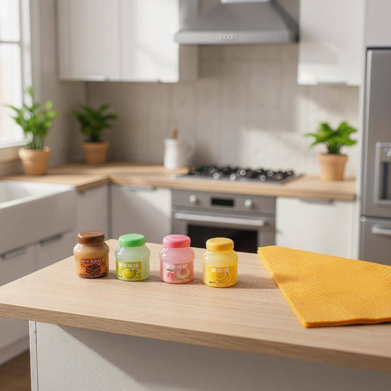 Mypink Mini จําลองผลไม้ Jam Jar ของเล่น 5 ชิ้นออกแบบเฉพาะ Miniature เครื่องประดับอาหารสําหรับตุ๊กตา 