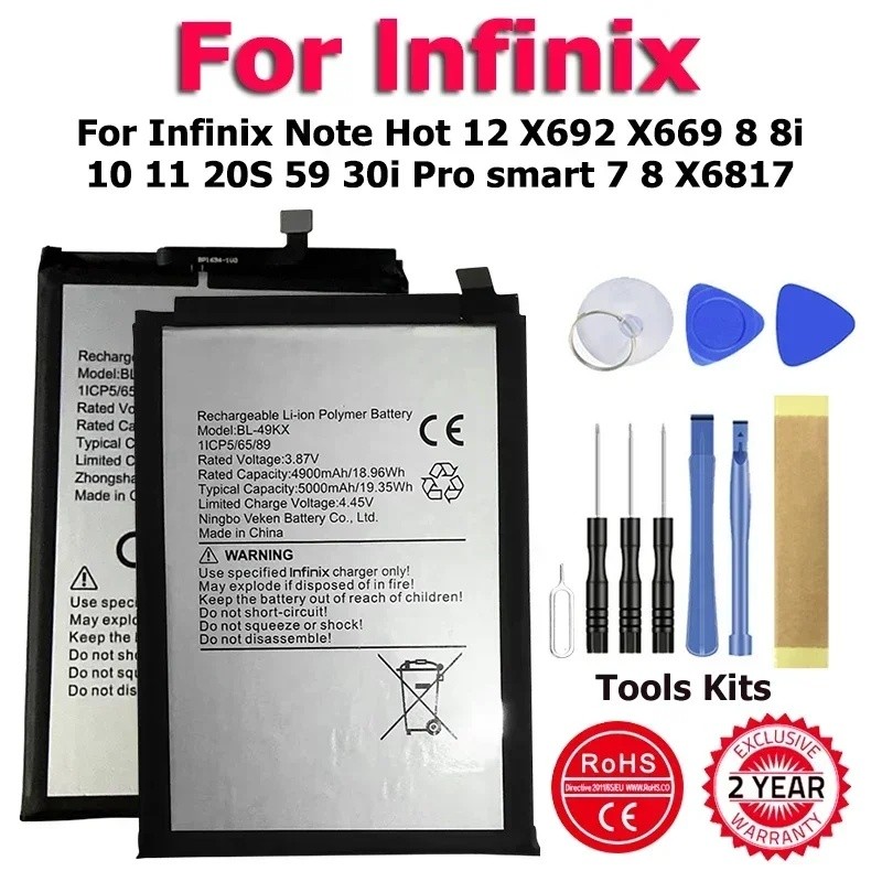 BL-49JX BL-51BX BL-49LX BL-49KX BL-49NX แบตเตอรี่ใหม่สําหรับ Infinix หมายเหตุร้อน 12 X692 X669 8 8i 