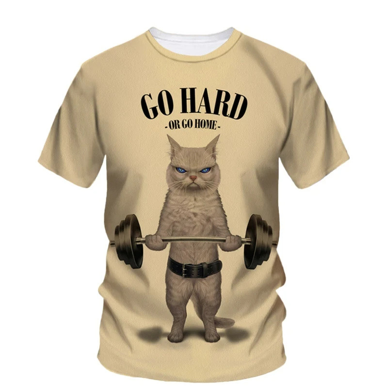 3D พิมพ์สัตว์ตลกเสื้อยืดสําหรับชายแมวสุนัขยกน้ําหนักกราฟิกแขนสั้น Tees แฟชั่นสบายๆ O-คอ T เสื้อกีฬา 