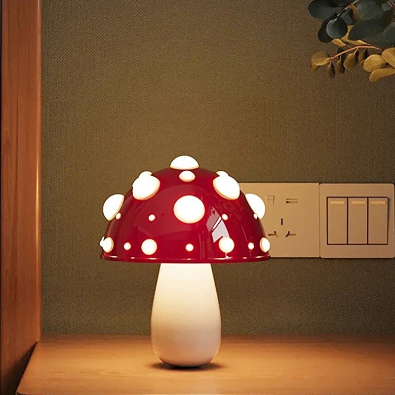 TWUM Fly Amanita เห็ดโคมไฟ LED สีคู่ G9 หลอดไฟ USB ชาร์จ Fly Agaric โคมไฟตั้งโต๊ะสําหรับห้องนั่งเล่น