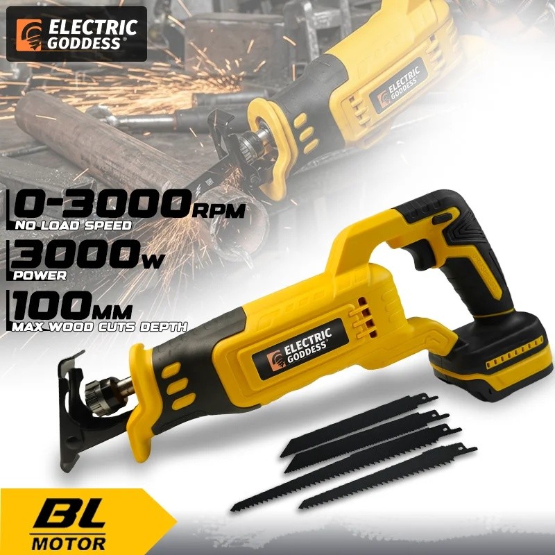 BRNO ไฟฟ้าเทพธิดา 3000W ไฟฟ้าลูกสูบเลื่อยไร้สายมือถือ Woodwork ตัดเลื่อยเครื่องมือสําหรับ Dewalt 20V