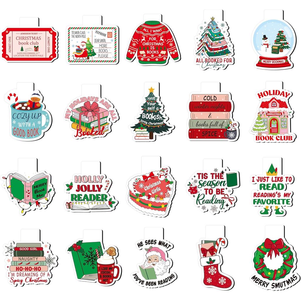 20 ชิ้น Chirtmas Magnetic Bookmarks - ตลก Chirstmas Reader บุ๊คมาร์คสําหรับอ่านหนังสือ, ฤดูหนาว Roma