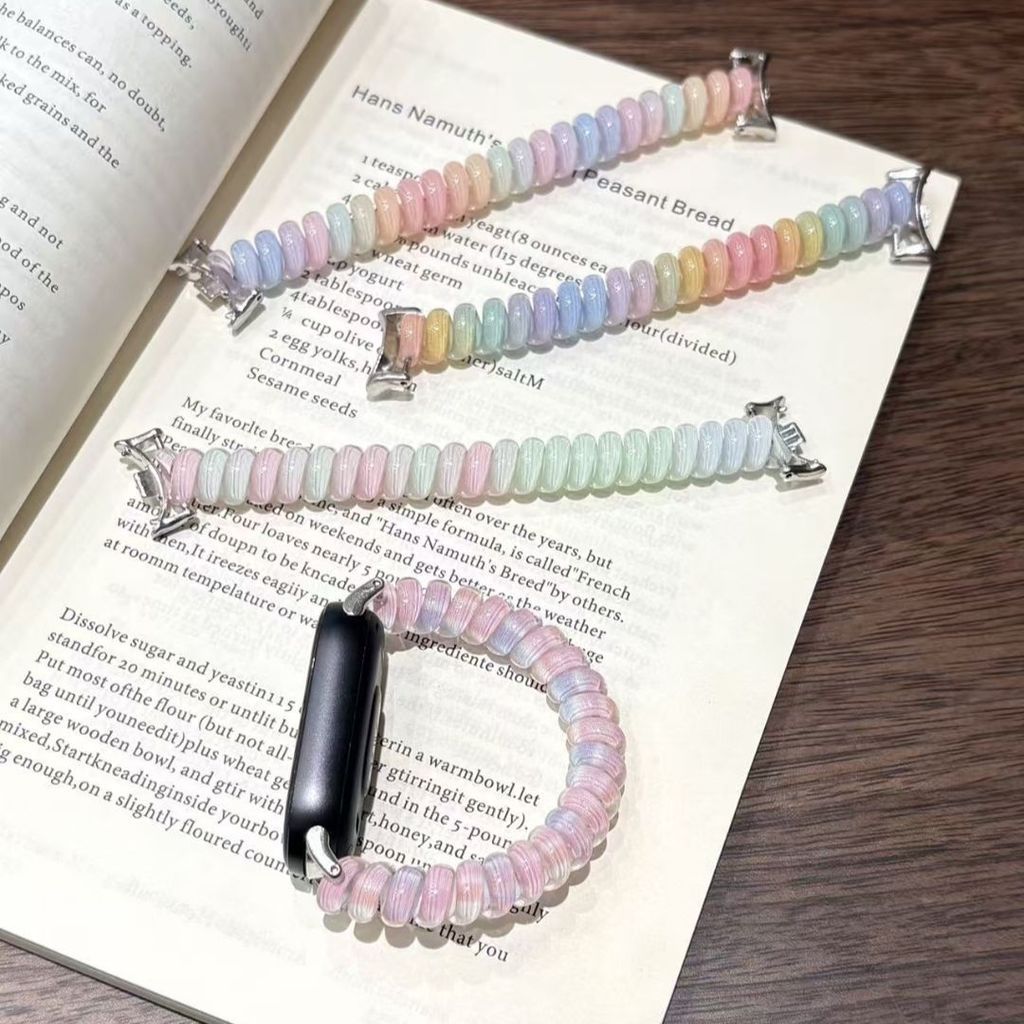 Color Dopamine Gummy Coil Strap เหมาะสําหรับนาฬิกา iWatch10 พร้อม Summer รูปแบบใหม่