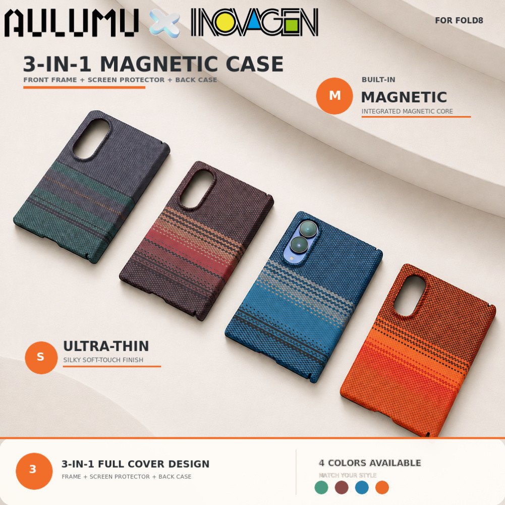 INOVAGEN 3-in-1 Magnetic Full Cover Case สําหรับ Samsung Galaxy Z Fold6/Fold7/Fold8/Fold8 Ultra, กรอบด้านหน้าป้องกันหน้าจอ, Slim Skin-Feel Case สําหรับ Work & Travel