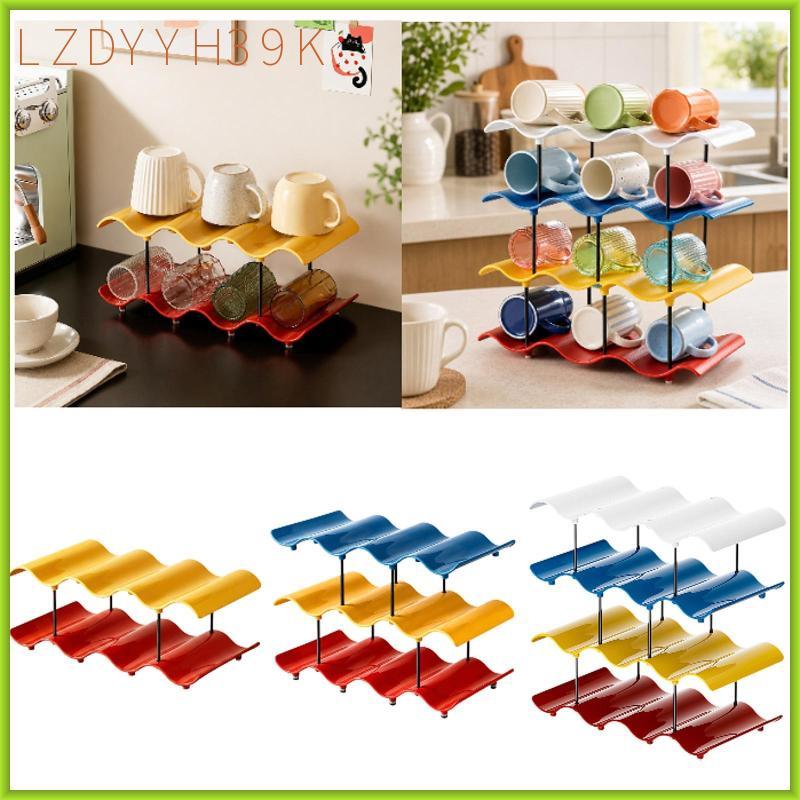 [lzdyyh39k] ขวดน้ําจัดเก็บ Organiser พลาสติก Stackable Tumbler Rack สําหรับตู้เย็นเคาน์เตอร์ครัว Caf