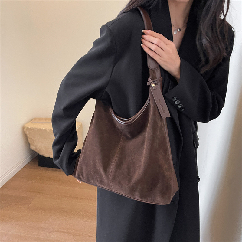 Casual Large Capacity Womens Suede Suede Shoulder Tote Bag