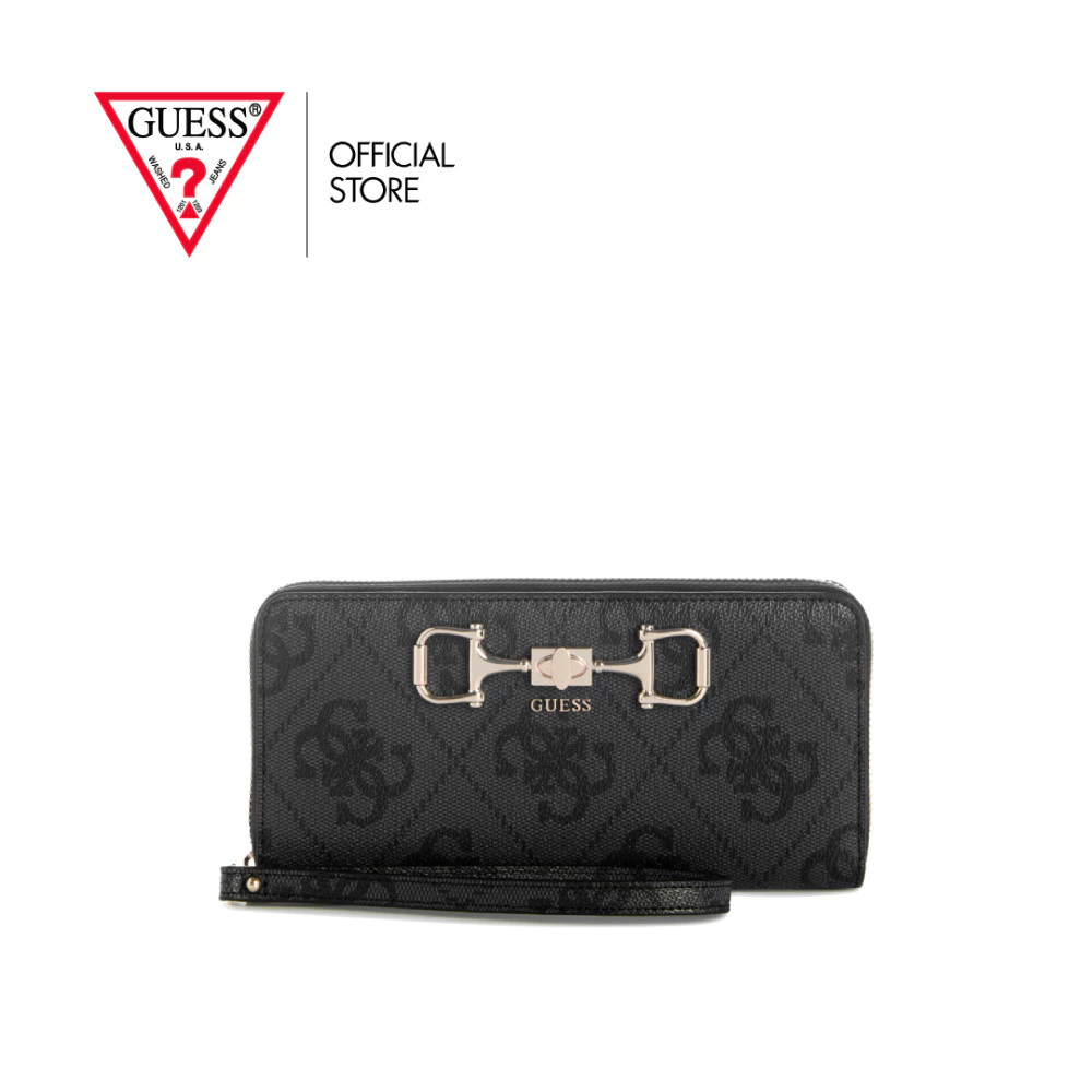 GUESS กระเป๋า รุ่น OS9924146 JANIE LOGO SLG LRG ZIP AROUND สีดำ