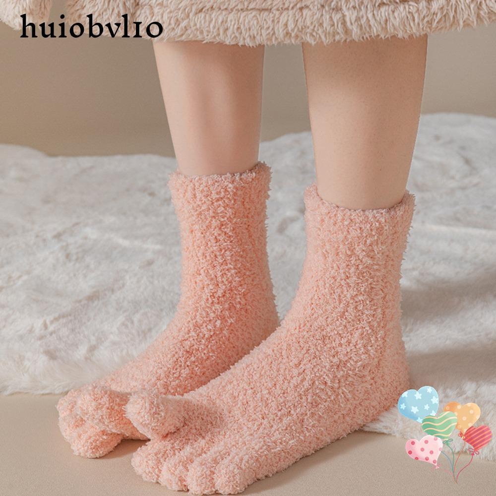 HUIOBVLTH Warm Fuzzy Five Toe Sock, Coral Velvet Warm Soft Fluffy Cozy หนาถุงเท้าความร้อน,แฟชั่นหนาน