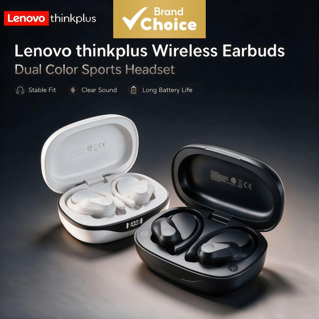 Lenovo LP75 หูฟังหูฟังบลูทูธไร้สายชุดหูฟังกันน้ํากีฬาหูฟังไฮไฟสเตอริโอเสียง ENC Call Noise Cancellin