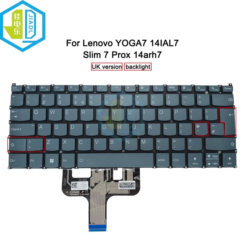 สีฟ้าสีดําสีเทา US UK TR HB IT SP สําหรับ Lenovo YOGA 7-14IAL7 PT4SB-US SN21G96020 V215220คีย์บอร์ดโ