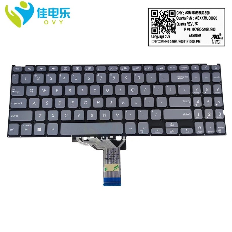 US RU LA แล็ปท็อป Backlit คีย์บอร์ดสําหรับ Asus Vivobook X509 X509U X509FA X509DA X509BA A509 F509 M