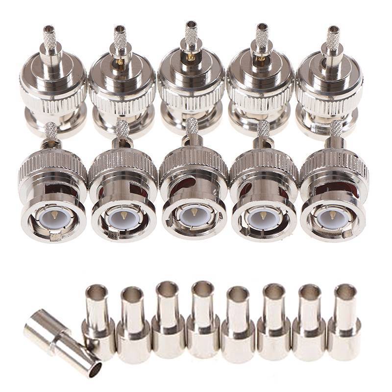 LETH 10 ชิ้น BNC ชายปลั๊กหน้าต่าง crimp RG316 RG174 RG179 LMR100 สายเชื่อมต่อ Vary