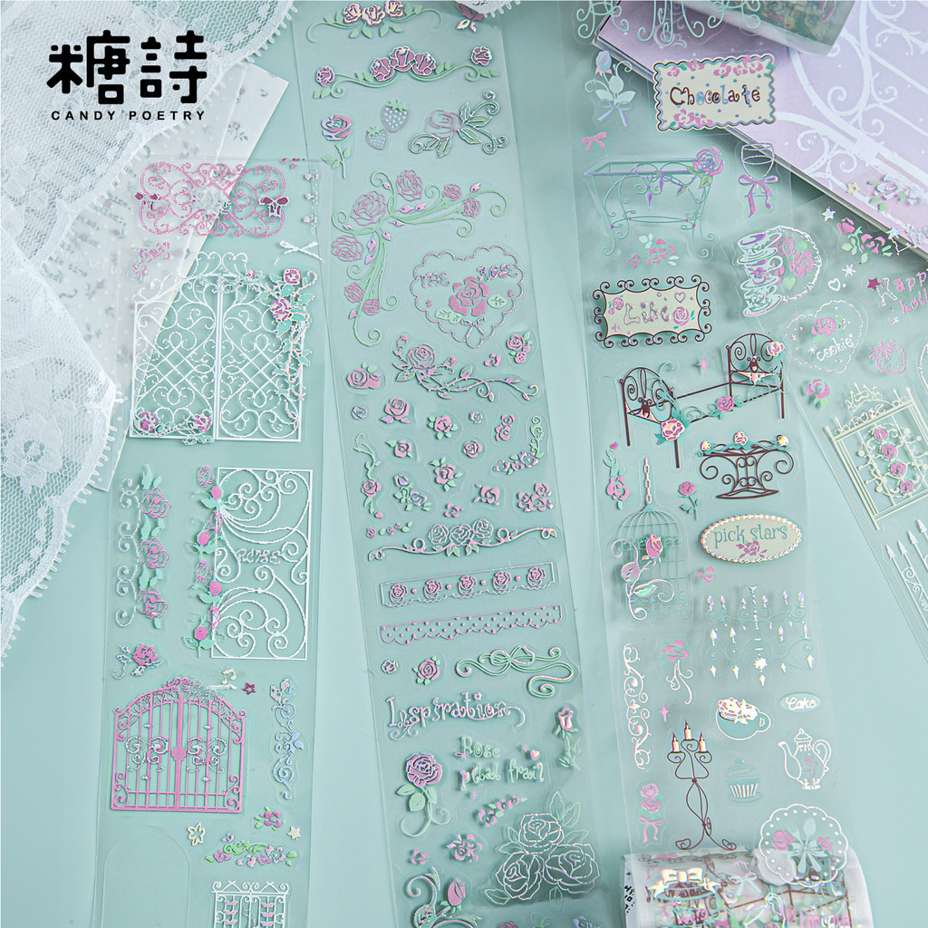 [Sugar Poetry Rose Story PET Tape Sticker] คอลัมน์ Rose/Colorful Dot Flower Window/Thin Clever Igloo