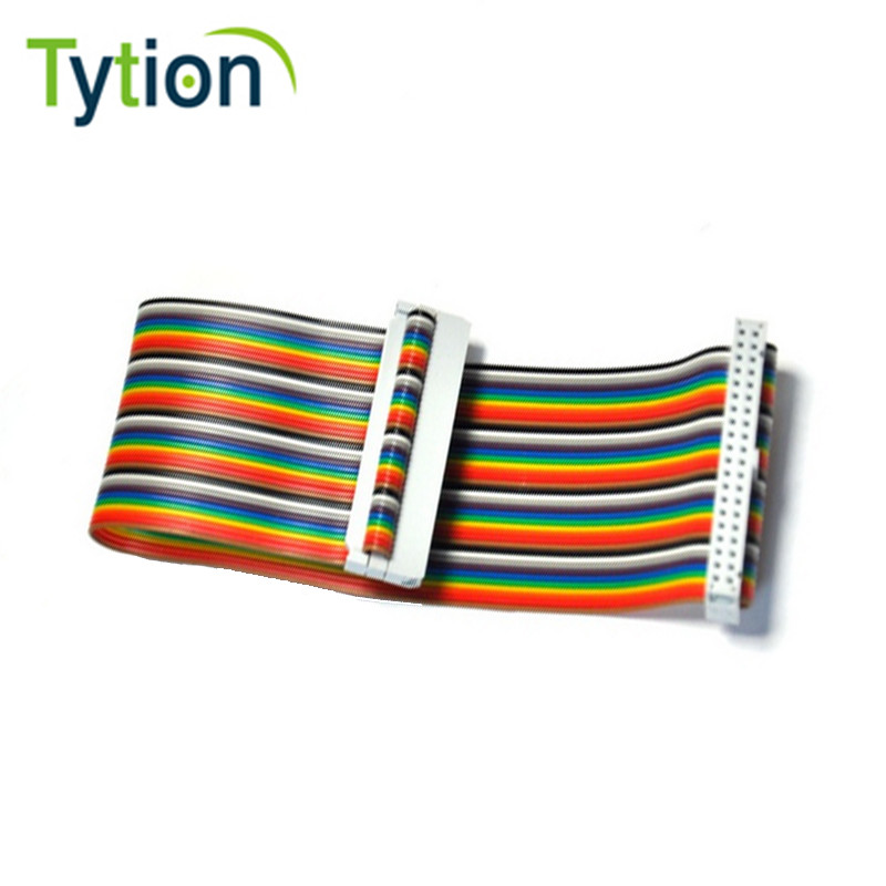 Raspberry Pie Universal 20 ซม.สี 40P Core Flat Cable Rainbow Dupont Flat Cable GPIO Extension T-Shap