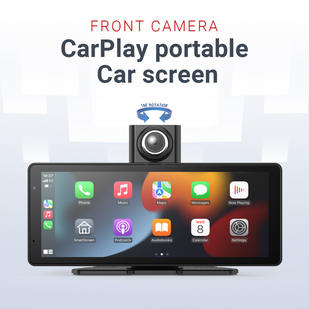 หน้าจอ CarPlay ไร้สาย 180° กล้อง Android Auto MirrorLink