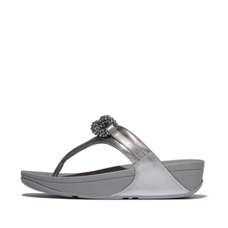FITFLOP LULU BEADED-CHAIN TOE-POST รองเท้าแตะแบบหูหนีบผู้หญิง รุ่น E6F-C91 สี SILVER