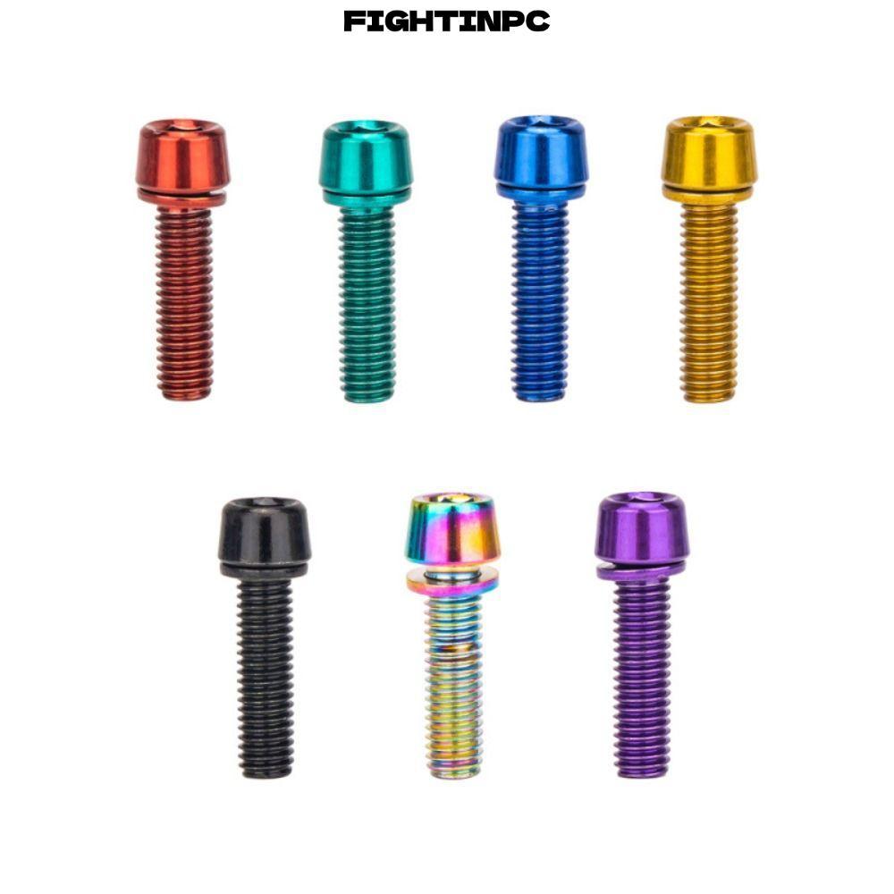 FIGHTINPC 6 ชิ้นสกรูก้านจักรยาน,สแตนเลสไทเทเนียมชุบจักรยานHandlebar Stem Riser,ทนทาน M5*18 มม.สลักเกลียวที่มีสีสันที่มีสีสันจักรยานStem Riserสกรูจักรยานเสือหมอบ