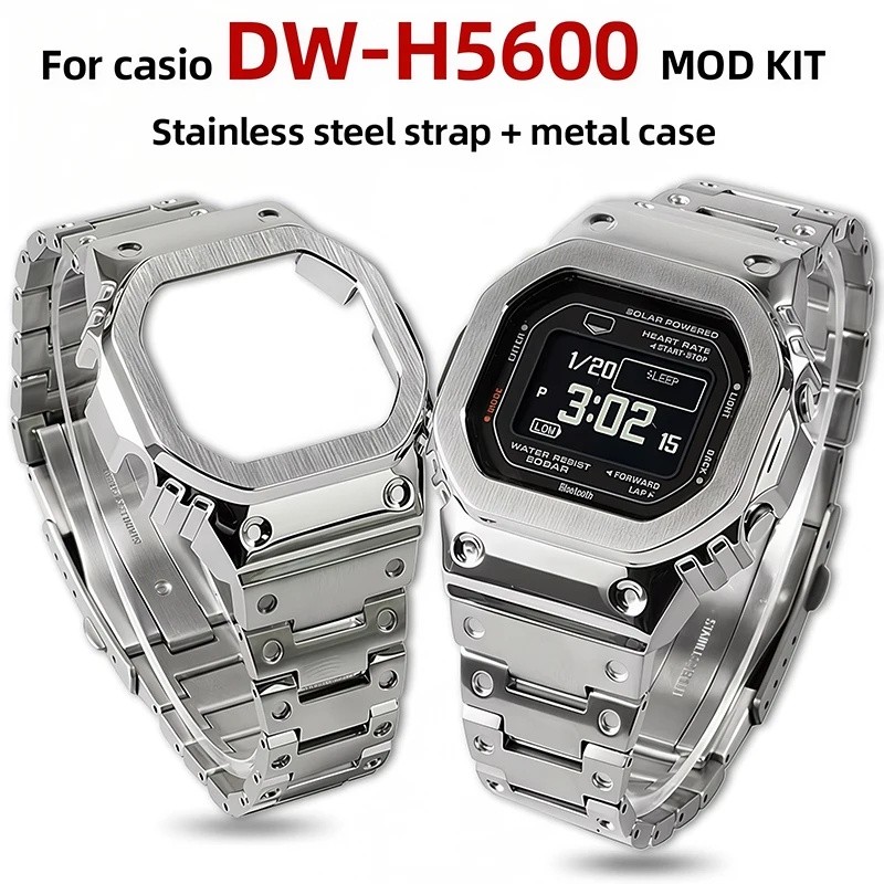 DWH5600 ชุดการปรับเปลี่ยนโลหะสําหรับ Casio G-shock 3516 DW-H5600 สแตนเลส Bezel สร้อยข้อมือ Refit เปล