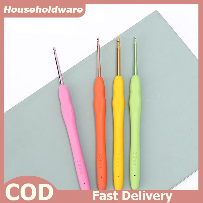Hdth 1 ชุด 9 ขนาดพลาสติกอ่อนจับบ้านอลูมิเนียม DIY ถักตะขอเข็มถัก 2.5-6 มม.DIY มือถือเครื่องมือถัก Jelly