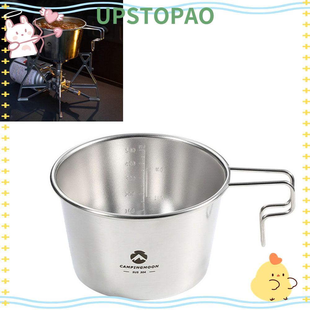 UPSTOPAO Sierra Cup, Silver 600ml/20.29oz Stainless Steel Sierra Cup ทนทานพร้อมที่จับ Deep Sierra Cu