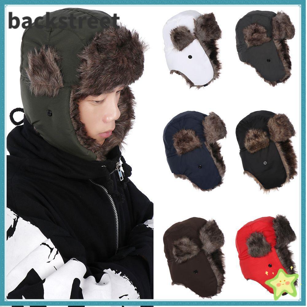 BACKSTAGEREETDV Bomber Hats Ski Aviator Plush Hood Hat with