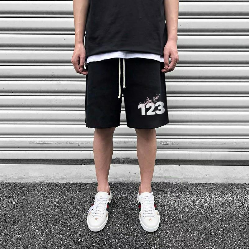 UWZ4 RRR123 TALK ฤดูร้อนกีฬาลําลองสีดํากางเกงขาสั้นบาสเก็ตบอลหลวม Casual All-Match