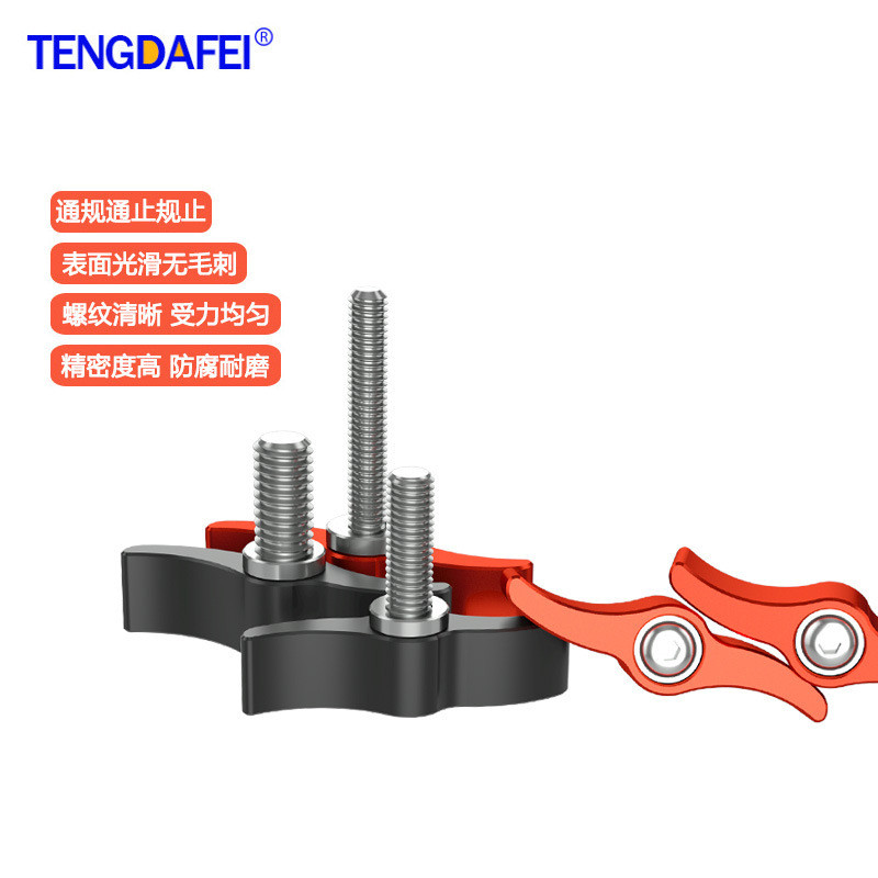 M4M5M6 ปรับจับ T-Shaped แบนลูกบิดจับสกรูอุปกรณ์ถ่ายภาพล็อค 1/4 Gimbal มือสกรู B9WG