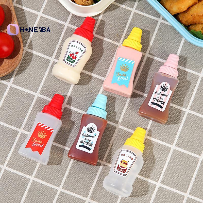 <Honeyby> 2 ชิ้นมินิซอสปรุงรสขวดซอสมะเขือเทศแบบพกพาสลัดภาชนะบรรจุสําหรับกล่องเบนโตะกล่องอาหารกลางวัน