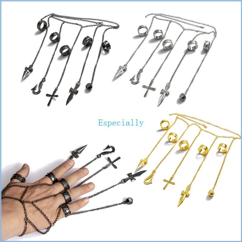 ESP Five Rapers Kurapika Chains Bracelet Full-five Fingers Rings