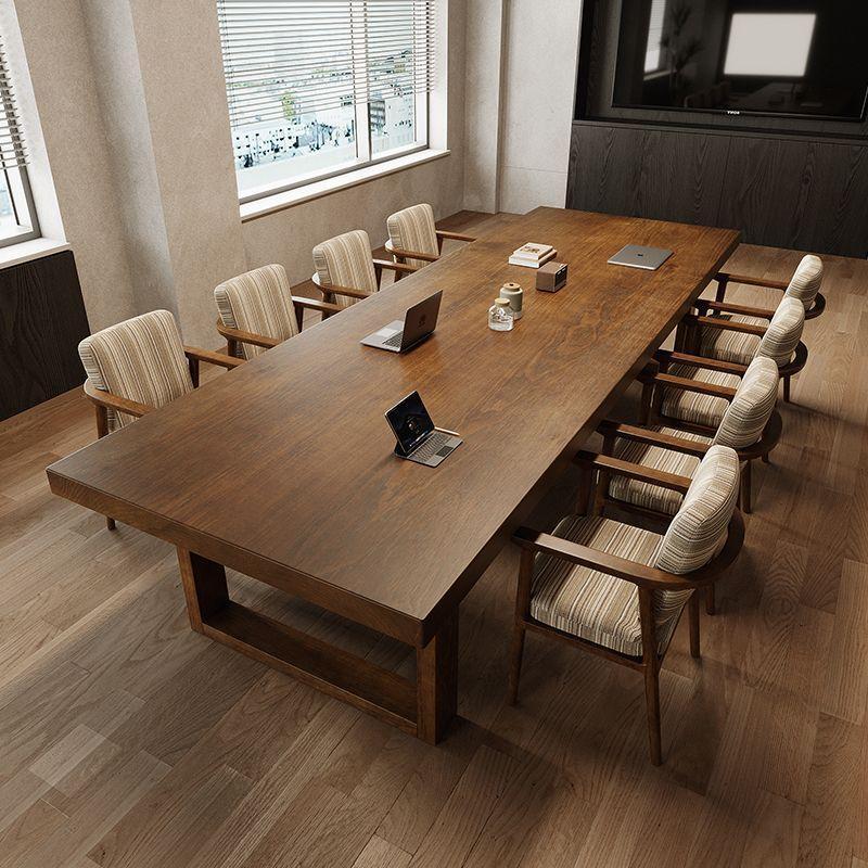 Solid wood conference table, long table, large workbench, office desk, long rectangular table, natur