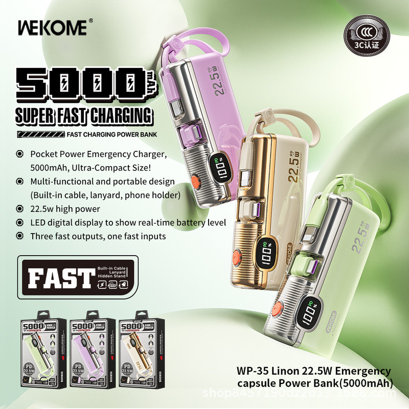 Ready Stock~WEKOME WEKOME WEKOME แหล่งจ่ายไฟฉุกเฉิน 5kmAh WP-350824