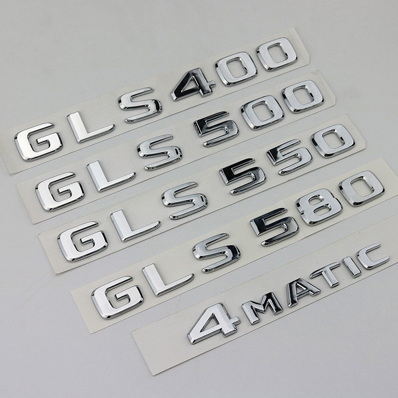 ABS 3D Chrome ตัวอักษรสําหรับรถสัญลักษณ์สติกเกอร์โลโก้ GLS 63 400 450 500 550 580 X167 X166 อุปกรณ์เ