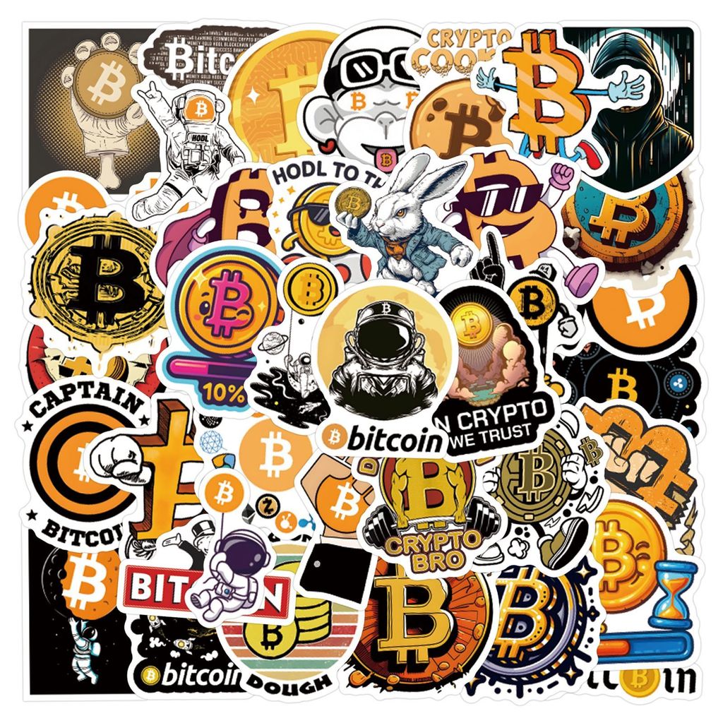 60 ชิ้นตลก Bitcoin/Dogecoin เหรียญที่ระลึกสติกเกอร์สําหรับรถจักรยานยนต์โน้ตบุ๊คคอมพิวเตอร์รถเด็กรูปล