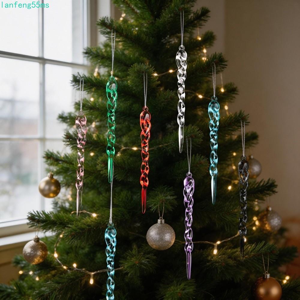 LANFENG 12 ชิ้นต้นคริสต์มาส Icicle เครื่องประดับ,อะคริลิค Shatterproof Xmas Icicle จี้,น้ําหนักเบาโป