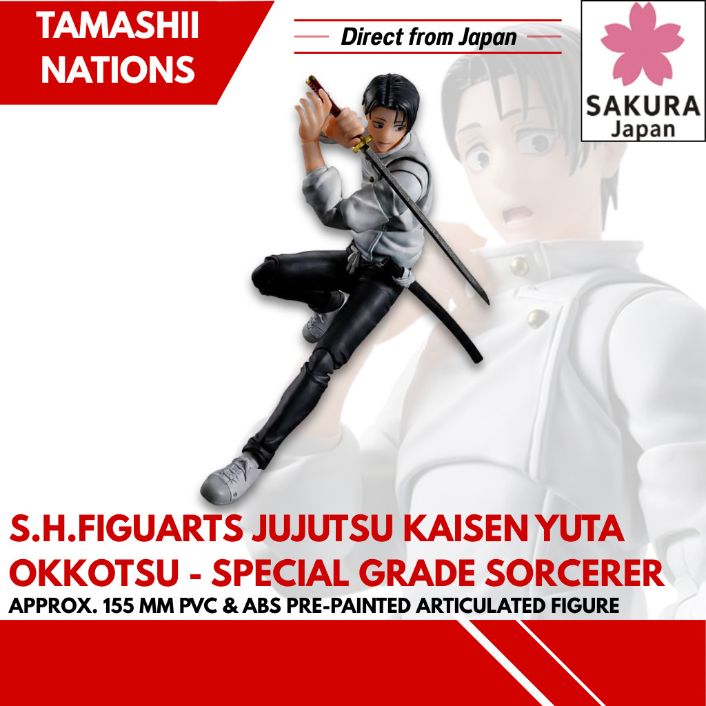 TAMASHII NATIONS S.H.Figuarts Jujutsu Kaisen Yuta Okkotsu - Special Grade Sorcerer - Approx. 155 mm PVC & ABS Pre-painted Articulated Figure