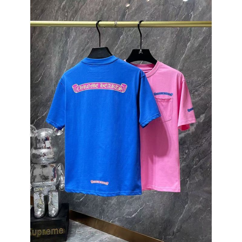 High-End รุ่น CH Street สวมใส่อินเทรนด์พิมพ์เสื้อยืดผู้ชาย Street สวมใส่แขนสั้นใหม่ Niche หล่อ Slimm