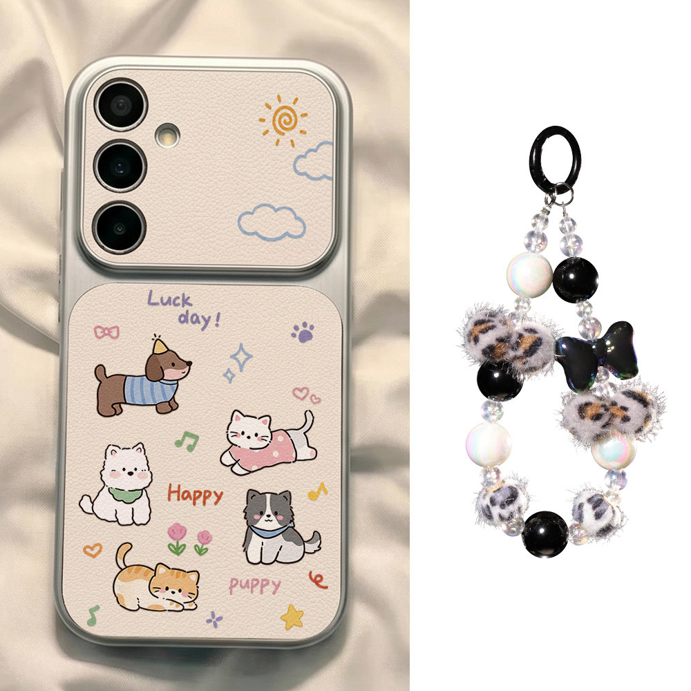 INS เคสไอโฟน For Samsung A07 A17 A56 A55 A54 A36 A37 A57 A16 S24 S25 Ultra S25 FE สัตว์การ์ตูน หรูหรา เคสนิ่มลายหนังแกะ