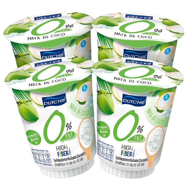 ดัชชี่โยเกิร์ตไขมัน0เปอร์เซ็นต์วุ้นมะพร้าว 125กรัม แพค 4 Dutchie CYG Nata Coconut125X4 [หมายเลขบาร์โค้ด 8851717900891 ]