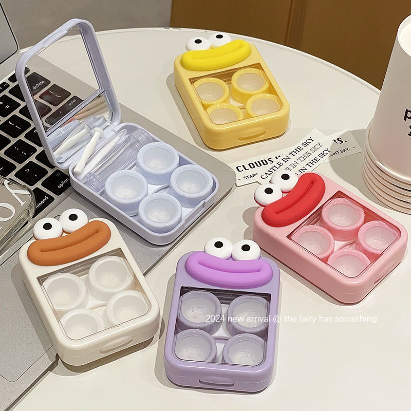 ks1126.th 卡通 กล่องหญิง น่ารัก แบบพกพา น่ารัก และกะทัดรัด คอนแทคเลนส์ 防纳联 กล่อง การ์ตูน กล่องตลก สําห