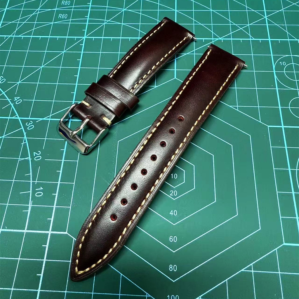 Quick Release Oil Wax Leather Cowhide Strap 18mm19mm20mm21mm22x18mm Wine Red Cowhide Strap