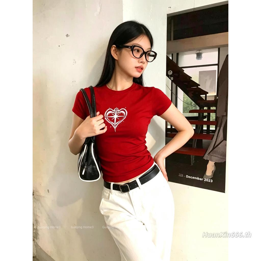 【สินค้าพร้อมส่งกรุงเทพ】M‑4XL เสื้อยืดผู้หญิง Baby Tee ผ้าใส่สบาย เสื้อผ้าพรางหุ่นสาวอวบ คอเต่าเรียบง่าย แฟชั่นสาวแซ่
