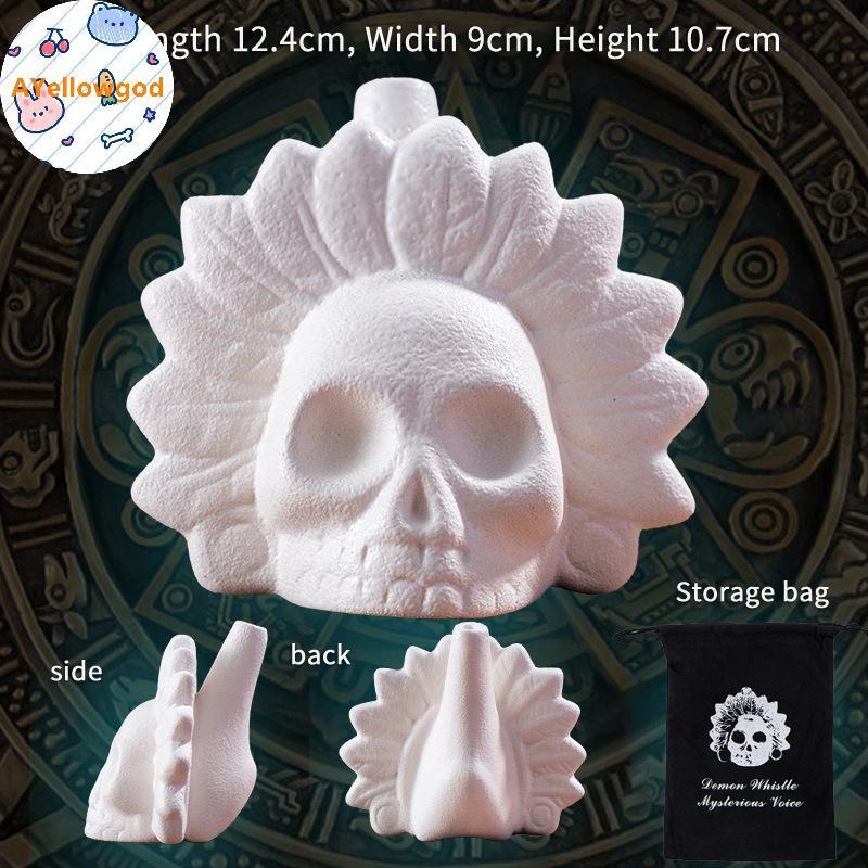 AYellowgod Aztec Death Whistle Loud กรีดร้อง Aztec Death Whistle โครงกระดูกนกหวีดอุปกรณ์ปาร์ตี้ฮาโลว