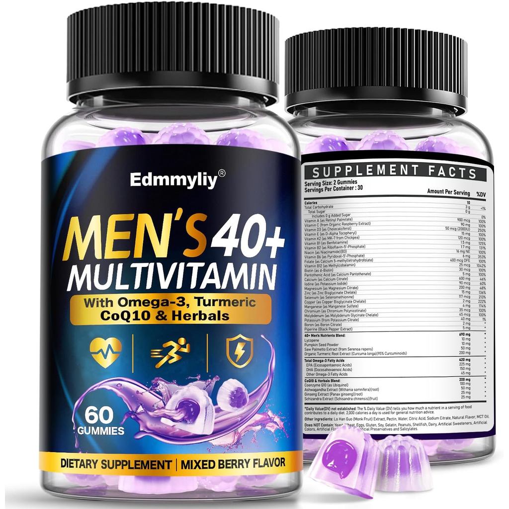 Men Multivitamin Gummies for Men 40+-Methany Methylized Vitamin Gummies