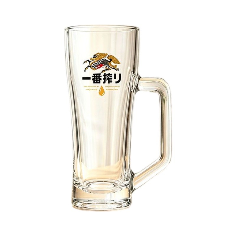แก้วเบียร์ Kirin Ichiban ของญี่ปุ่นแก้วบีบแก้วเบียร์ฝีมือความจุขนาดใหญ่ในครัวเรือนแก้วเบียร์ที่เรียบ