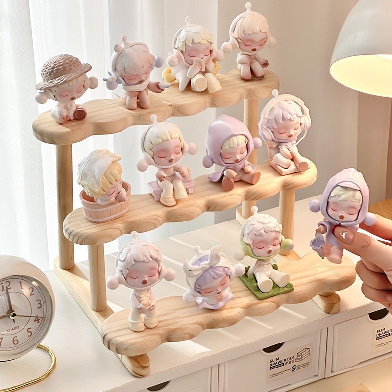 Wooden Display Rack Wood Figurine Display Stand Shelf Riser Shelf for Candy Figurines Dessert Perfum